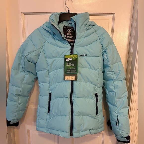 Kamik Girls' Aayla Jacket 2023 NWT Color Water (aqua) Size 14 Waterproof Bionic - Picture 1 of 15